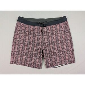Patagonia Mens 38 Tribal Pattern Hydro Series Boardshorts Pink Grey Geometric